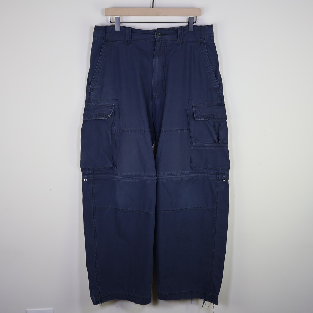Abercrombie & Fitch Paratroops Navy Blue Zip Off Convertible Cargo Pants Mens L‎
